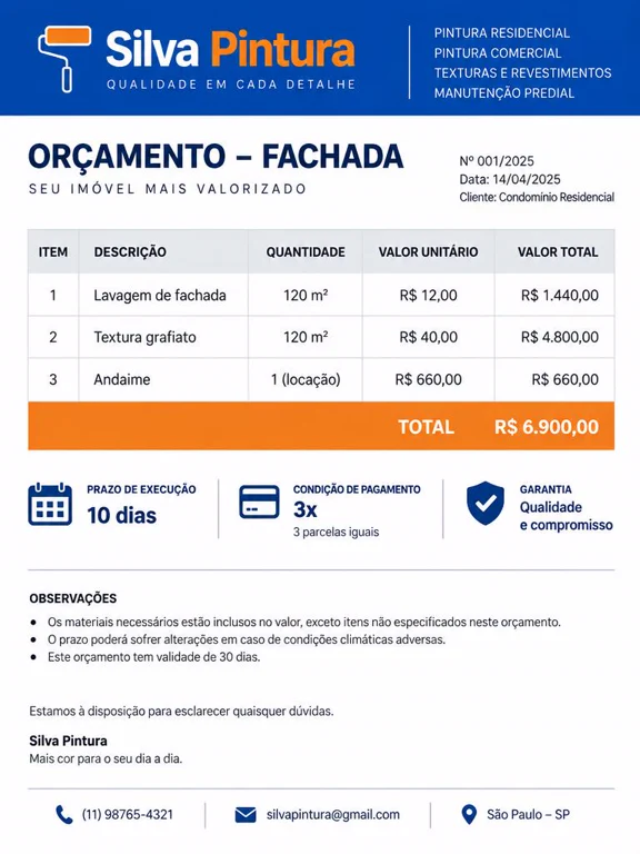 Exemplo de orçamento de pintura em PDF 2